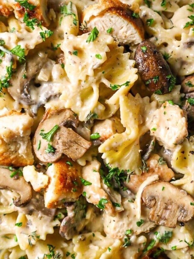 Creamy Mushroom Chicken Pasta Must Love Garlic