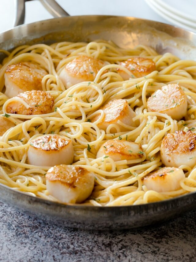 Creamy White Wine Scallops Pasta Busy Cooks