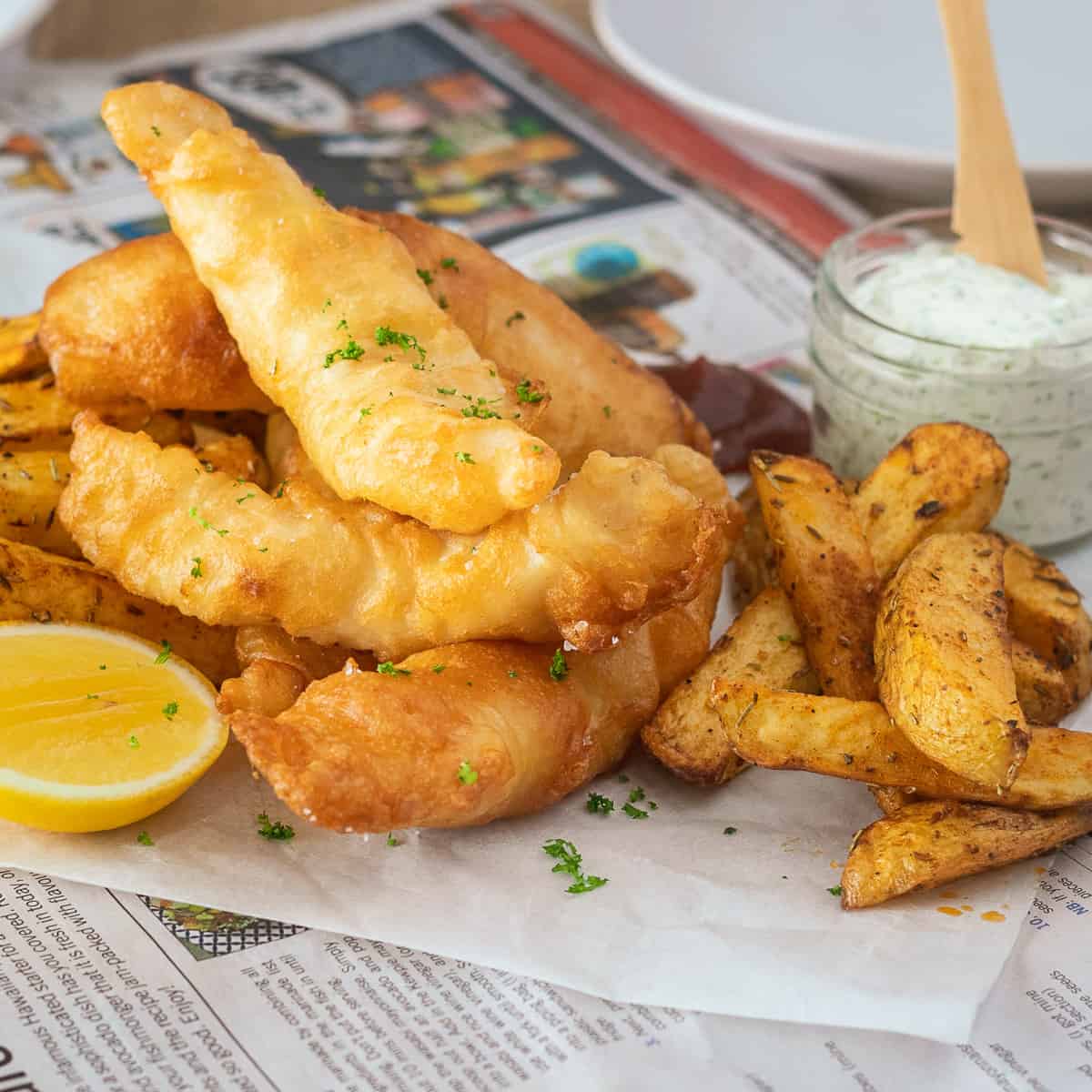 Crispy Beer Battered Fish And Chips A Tasty Kitchen