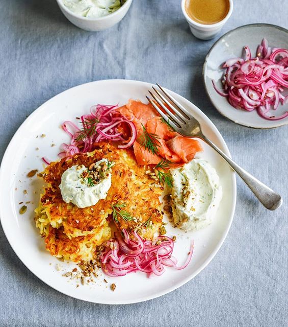 Crispy Potato Latkes With Chive Sour Cream And Smoked Salmon Perfect