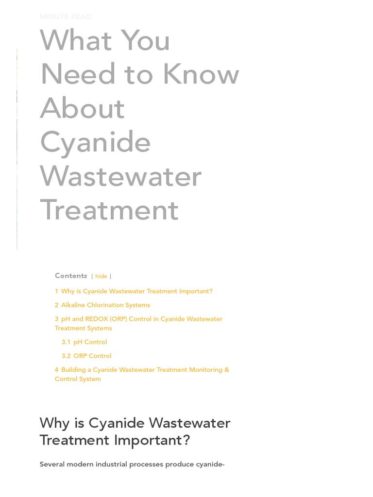 Cyanide Wastewater Treatment What You Need To Know Sensorex