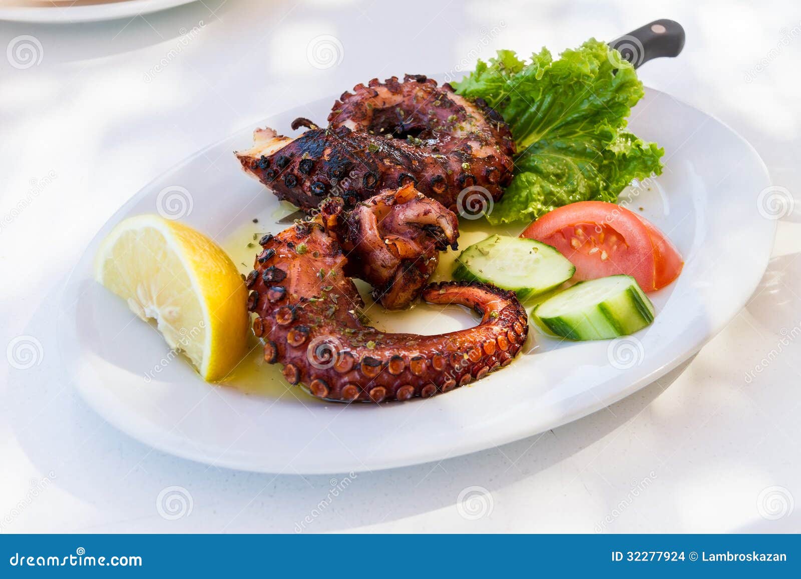 Delicious Cooked Octopus Served On A Plate Stock Photo Image Of Octopus Color 32277924