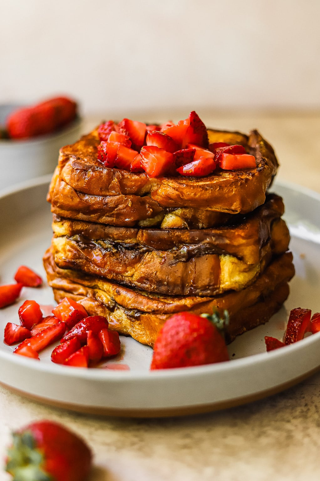 Delicious Nutella Stuffed French Toast Cooked In A Cast Iron Skillet