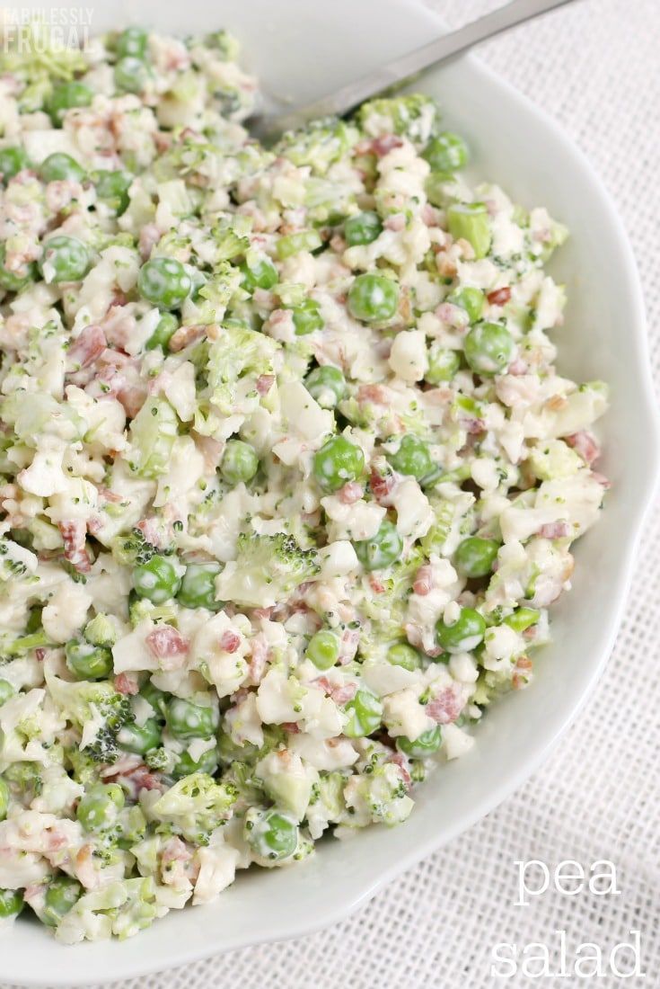 Delicious Pea Salad Recipe With Cauliflower Bacon Broccoli And Creamy