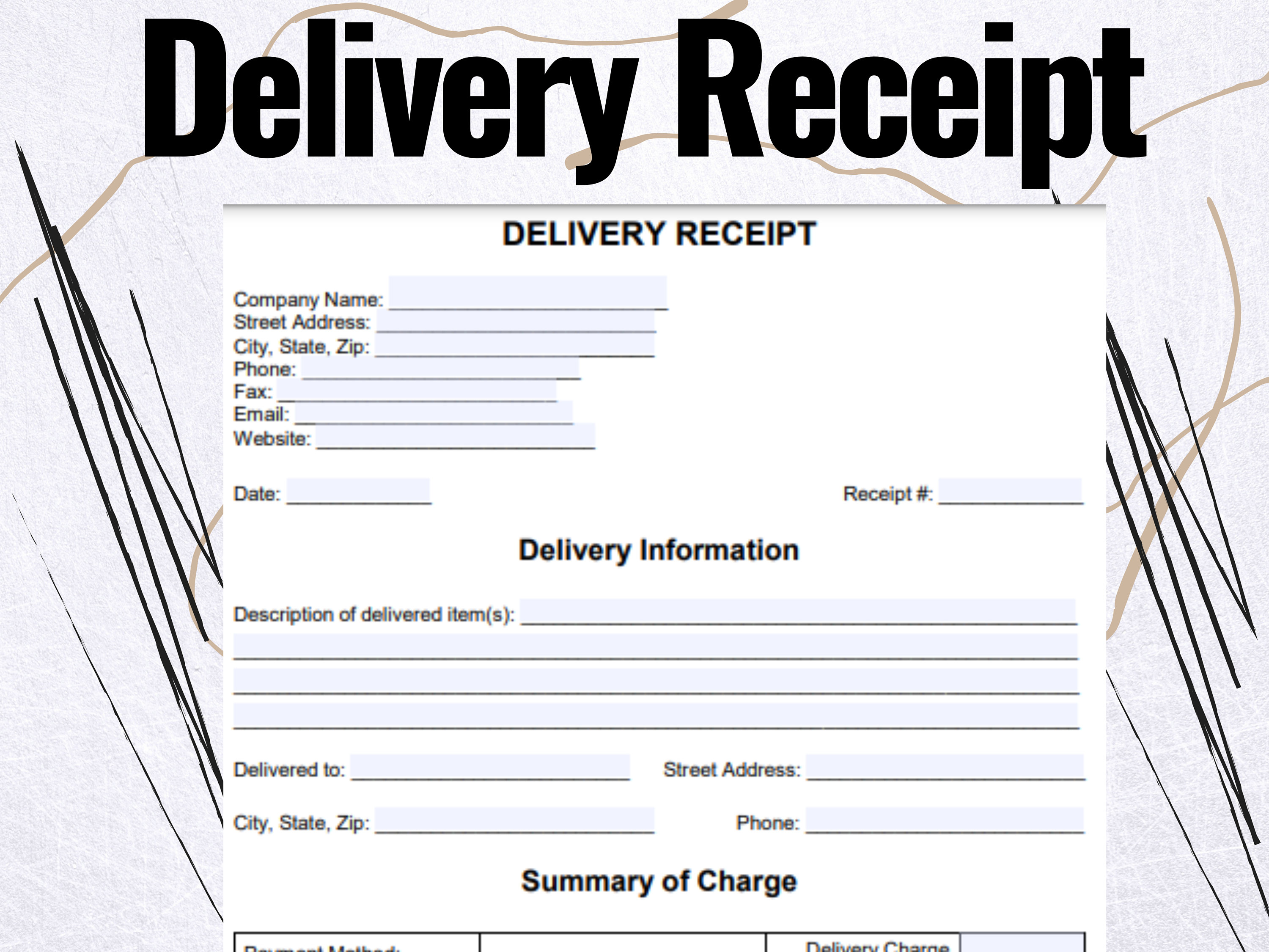 Delivery Receipt Delivery Receipt Form Delivery Receipt Etsy