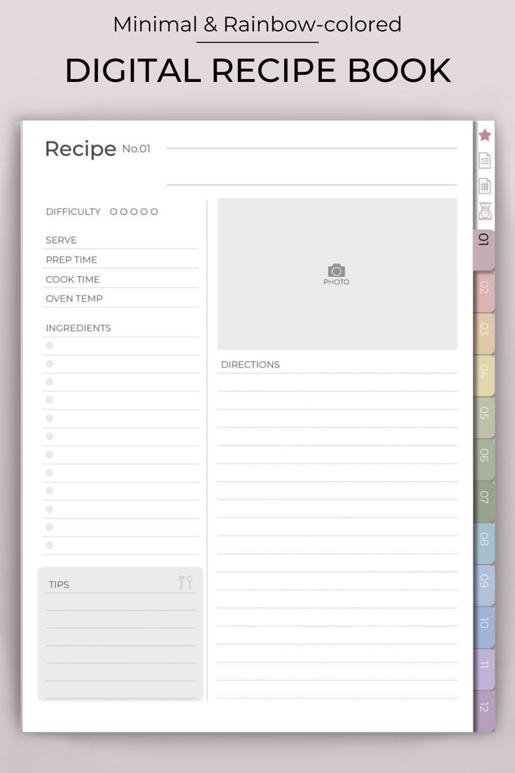 Digital Recipe Book Goodnotes Recipe Cards Digital Cookbook Etsy