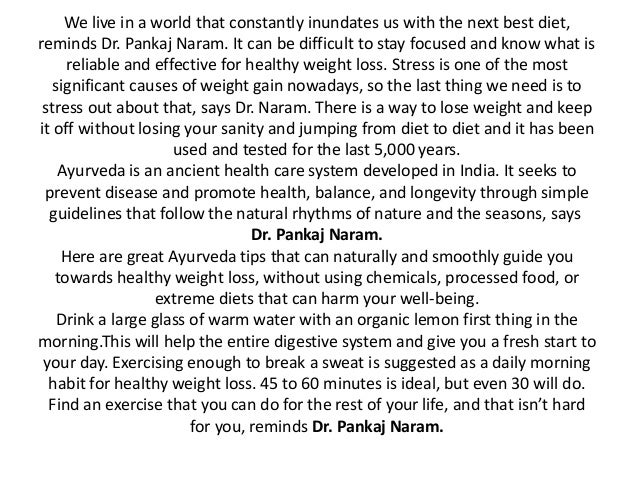 Dr Pankaj Naram Shares Ayurveda Tips For Weight Loss By Dr Pankaj