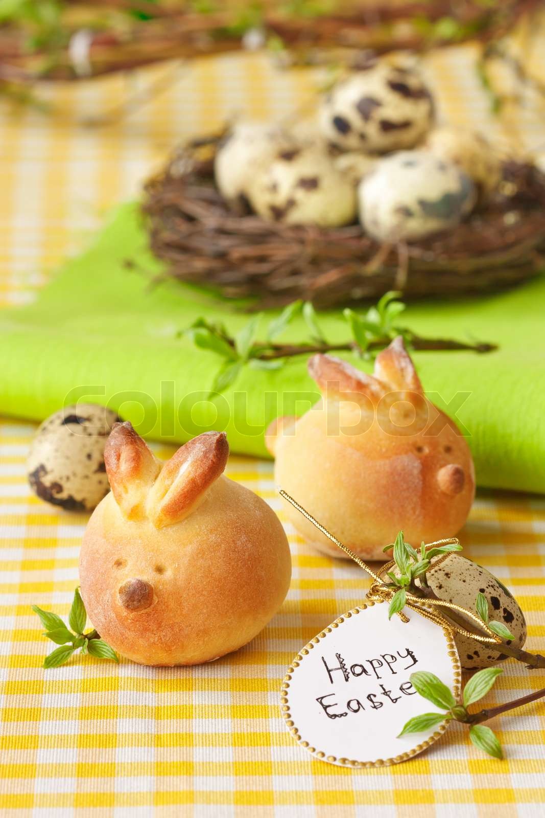 Easter Bunny Buns Cooking Step By Step On A Light Background Stock