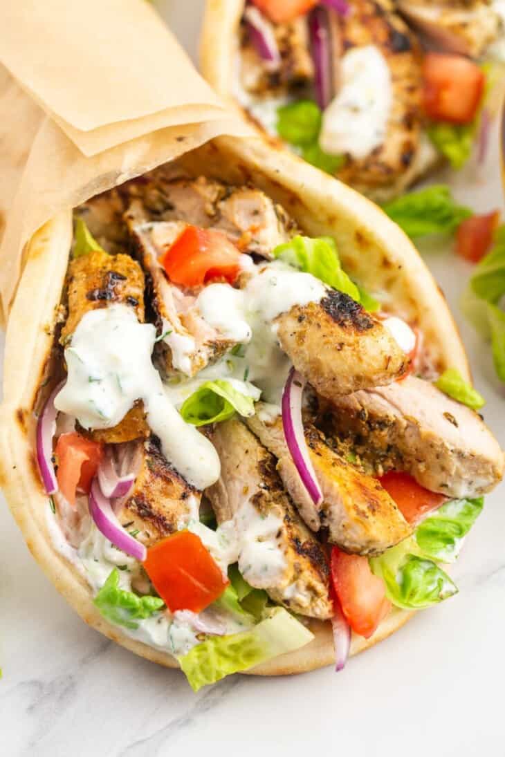 Easy Chicken Gyros With Tzatziki Sauce Little Sunny Kitchen