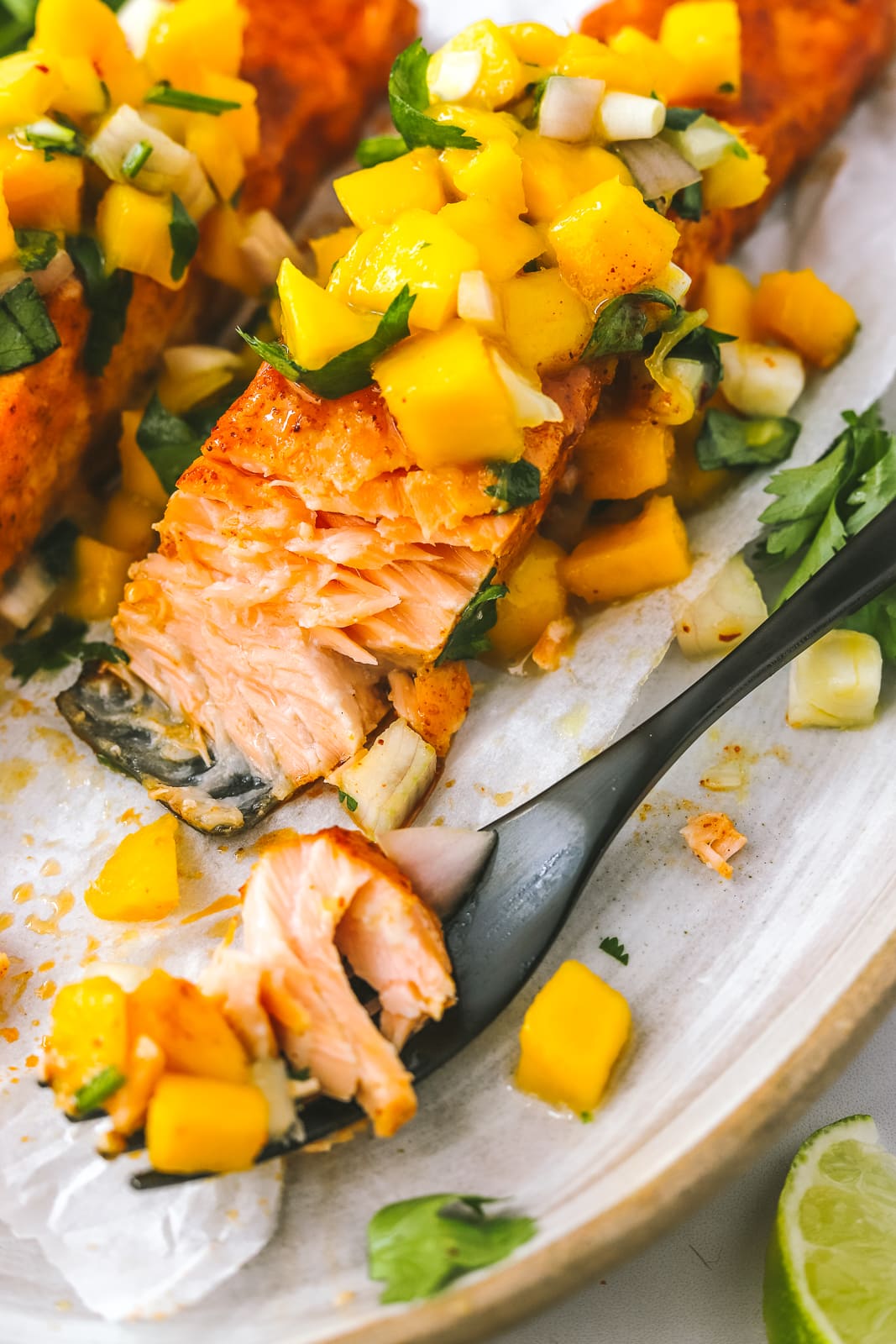 Easy Chili Lime Baked Salmon With Mango Salsa Cooking In My Genes