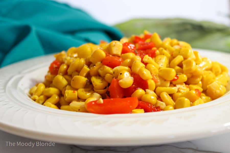 Easy Corn Salad With Roasted Red Peppers The Moody Blonde