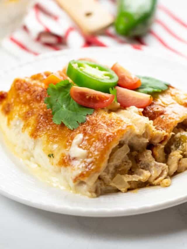 Easy Creamy White Chicken Enchiladas Far From Normal