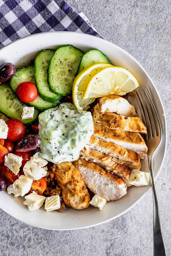 Easy Greek Chicken Grain Bowl Simply Delicious