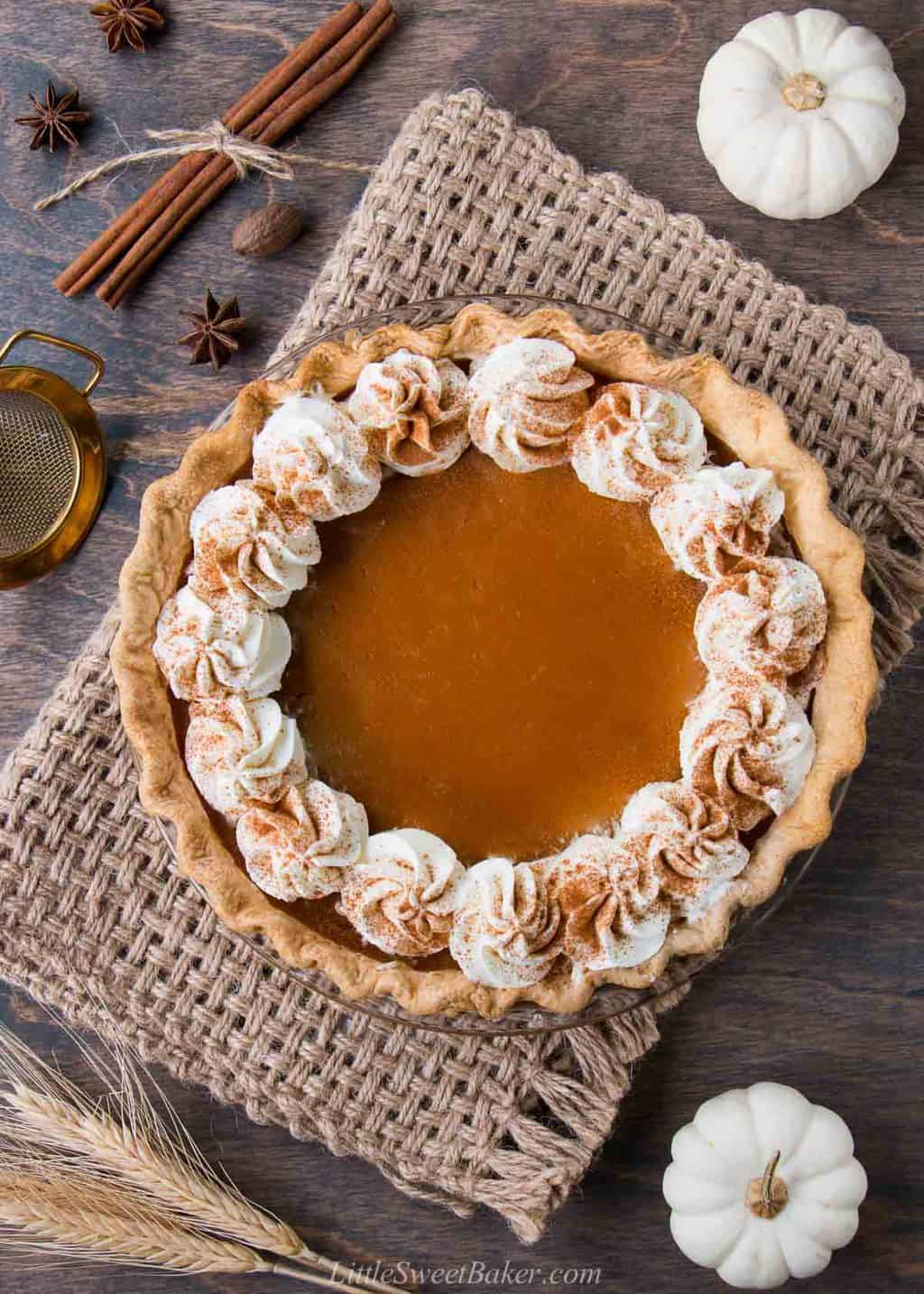 Easy Pumpkin Pie Recipe Just 4 Ingredients Little Sweet Baker