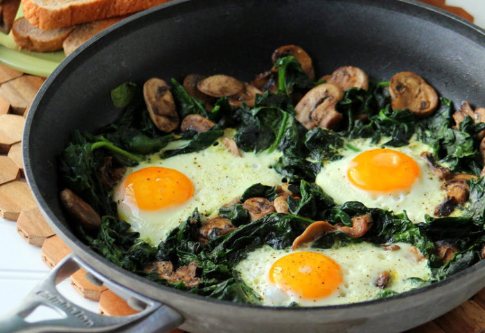 Eggs Spinach And Mushrooms Skillet 99Easyrecipes