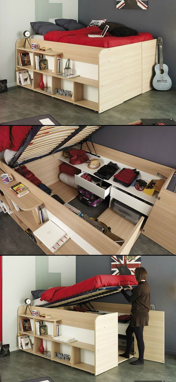 Elevated Bed With Storage Tiny Bedroom Bedroom Decor Bedroom Design