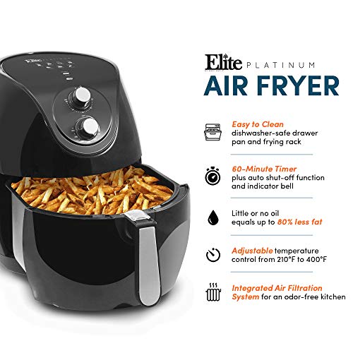 Elite Platinum Eaf 658 Electric 6 5Qt Air Fryer Xxl Capacity 4 75Lbs