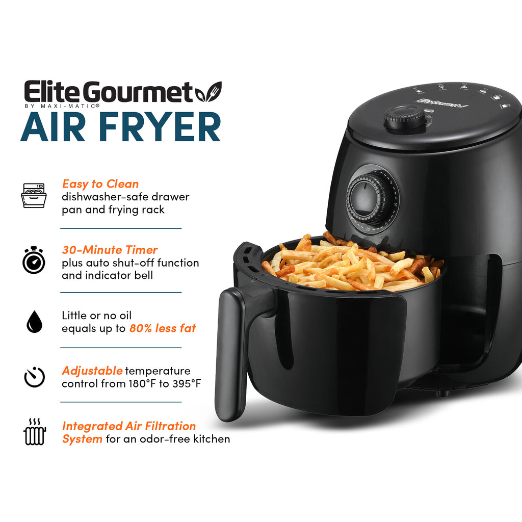 Elite Platinum Eaf 8061Bl Mint Blue 2 1Qt Hot Air Fryer With Adjustable