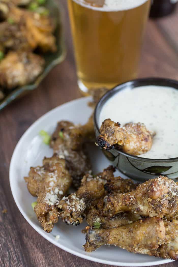 Extra Crispy Oven Baked Chicken Wings With Garlic Parmesan Sauce