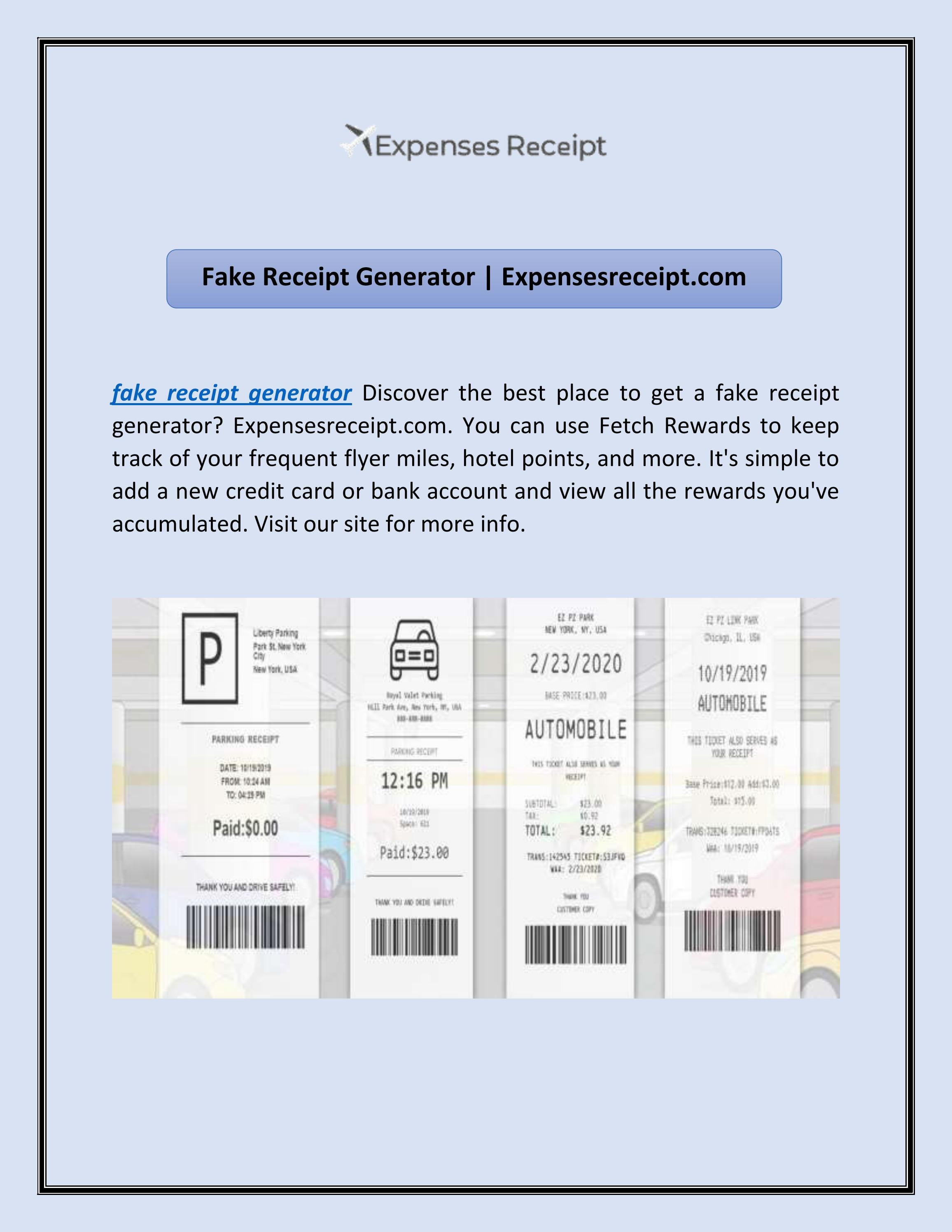 Fake Receipt Generator Expensesreceipt Com By Expenses Receipt Issuu