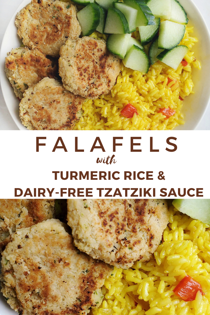 Falafel Bowls With Homemade Falafel Turmeric Rice And Tzatziki Sauce