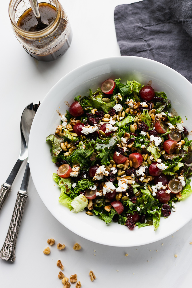 Fall Kale Walnut Salad With Balsamic Vinaigrette 3 Scoops Of Sugar