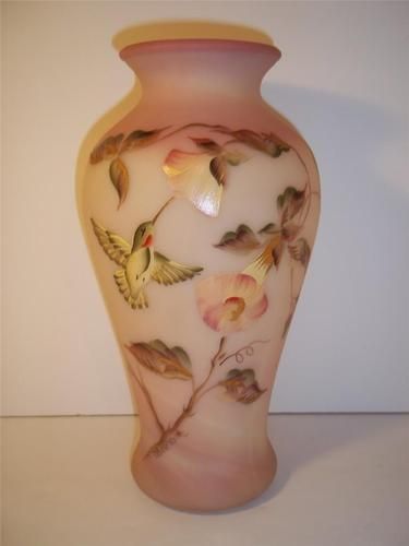 Fenton Burmese Hummingbird Vase