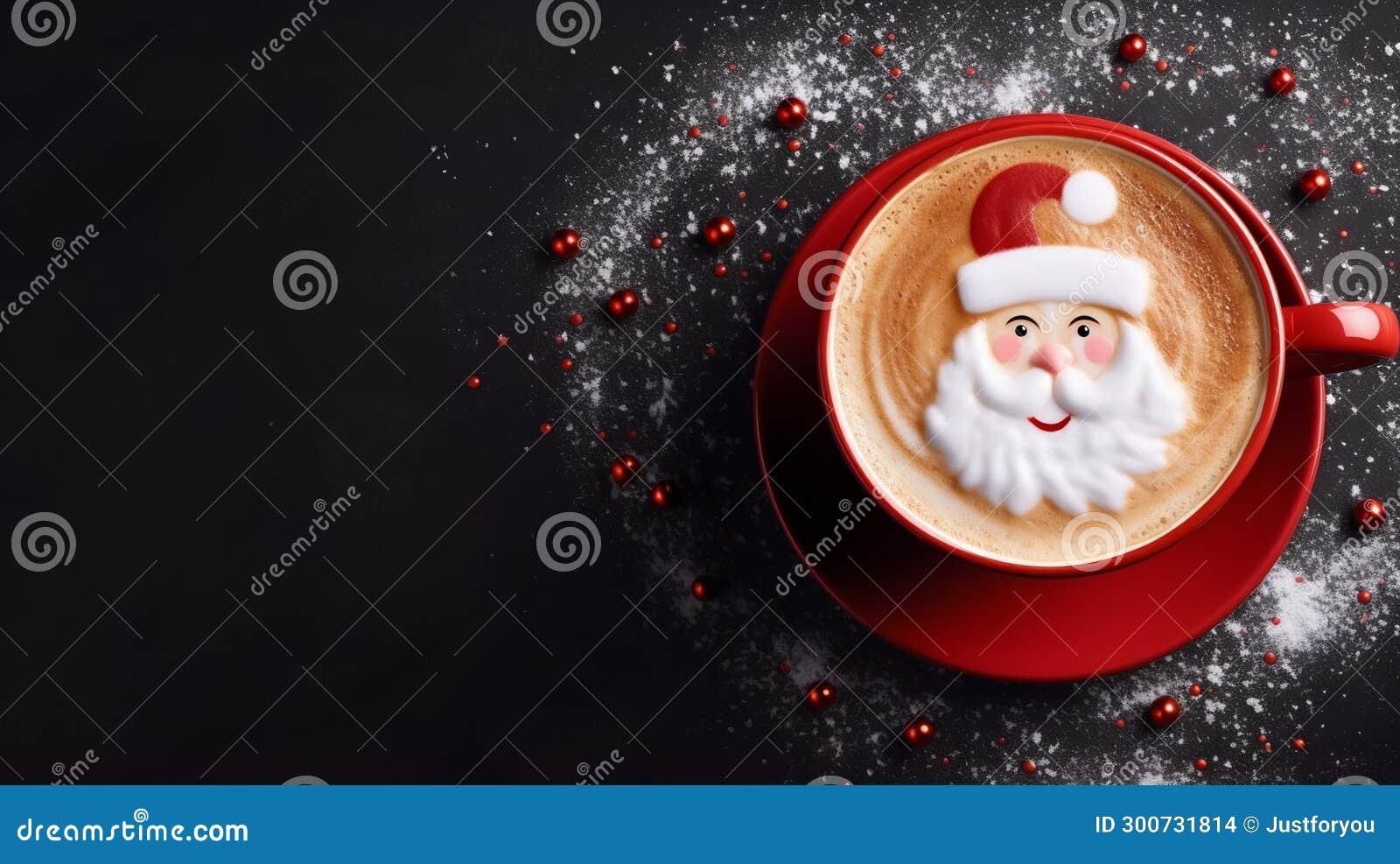 Festive Santa Claus Latte Art For Christmas Cheer Generative Ai Stock