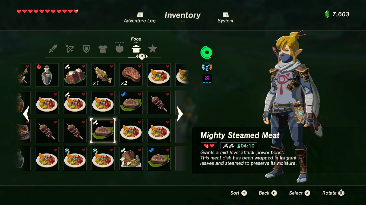 Food The Legend Of Zelda Breath Of The Wild Interface In Game