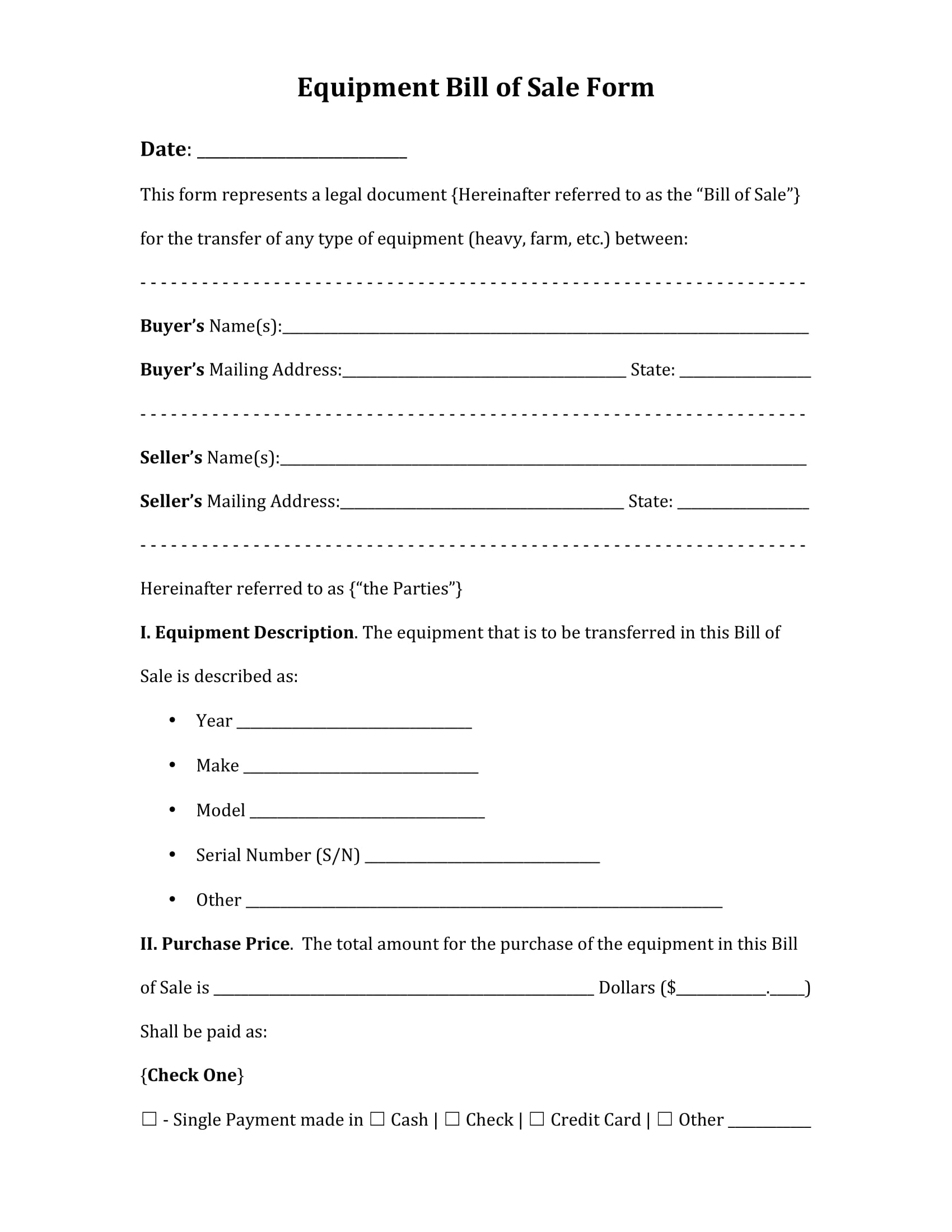 Free Fillable Vehicle Bill Of Sale Form Pdf Templates