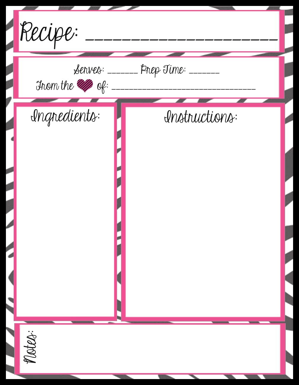 Free Printable Recipe Card Creative Center