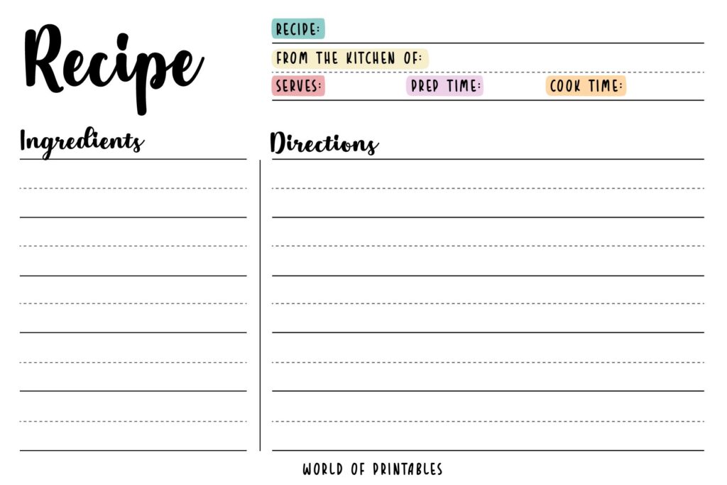 Free Printable Recipe Cards Just A Girl And Her Blog