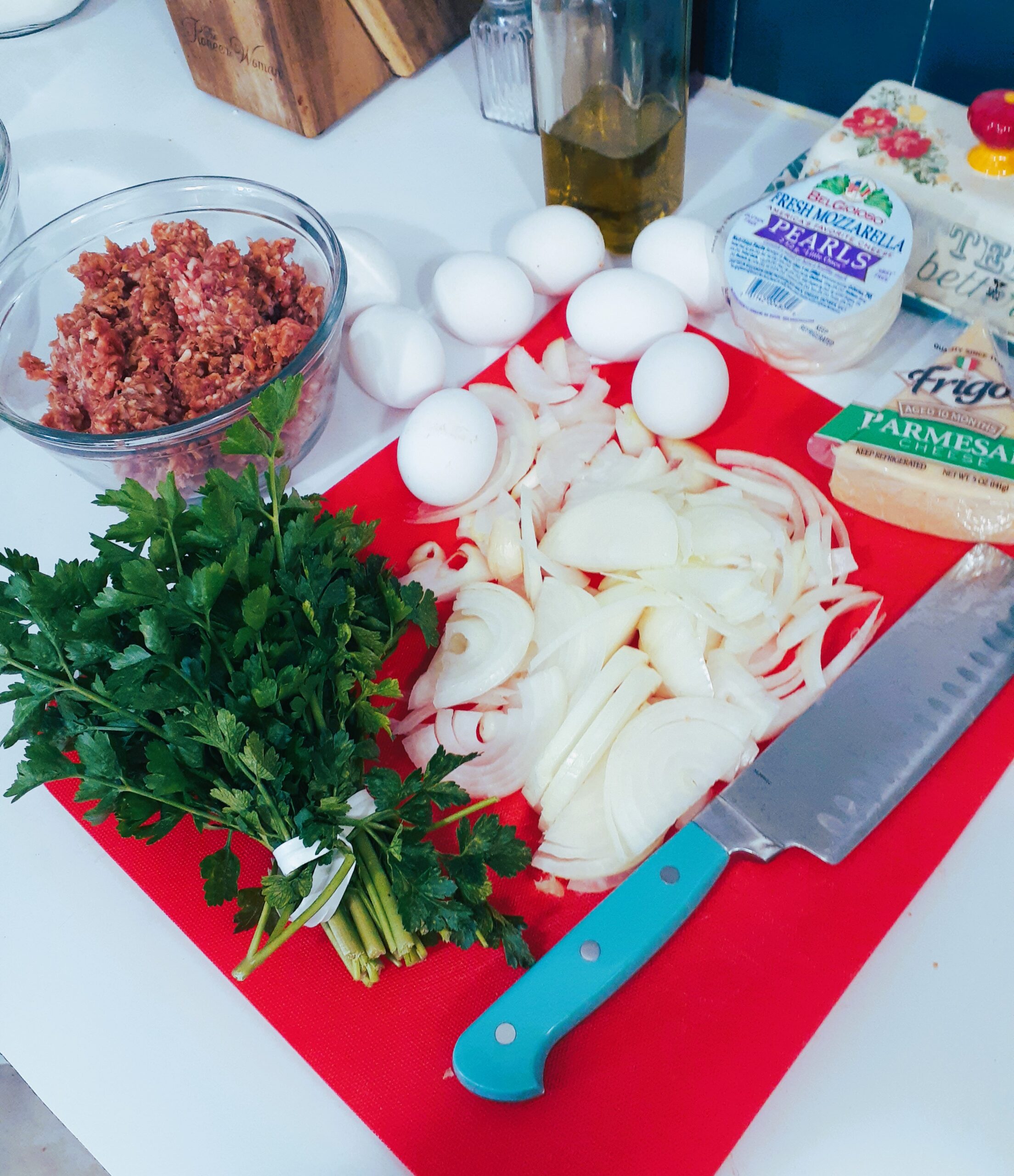 Fritatta With Tomatoes And Ingredients Stock Image Image Of Frittata Closeup 118259571