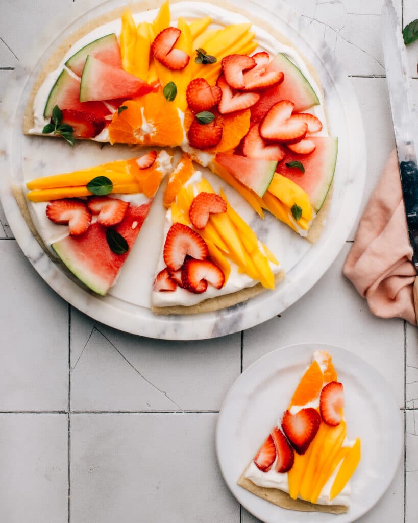 Fruit Pizza With Sugar Cookie Crust And Fluffy Cream Cheese Topping Foodess