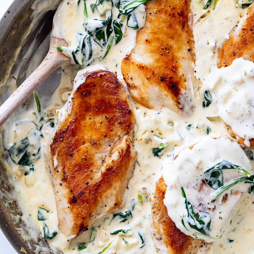 Garlic Butter Chicken Recipe With Creamy Spinach And Bacon Best