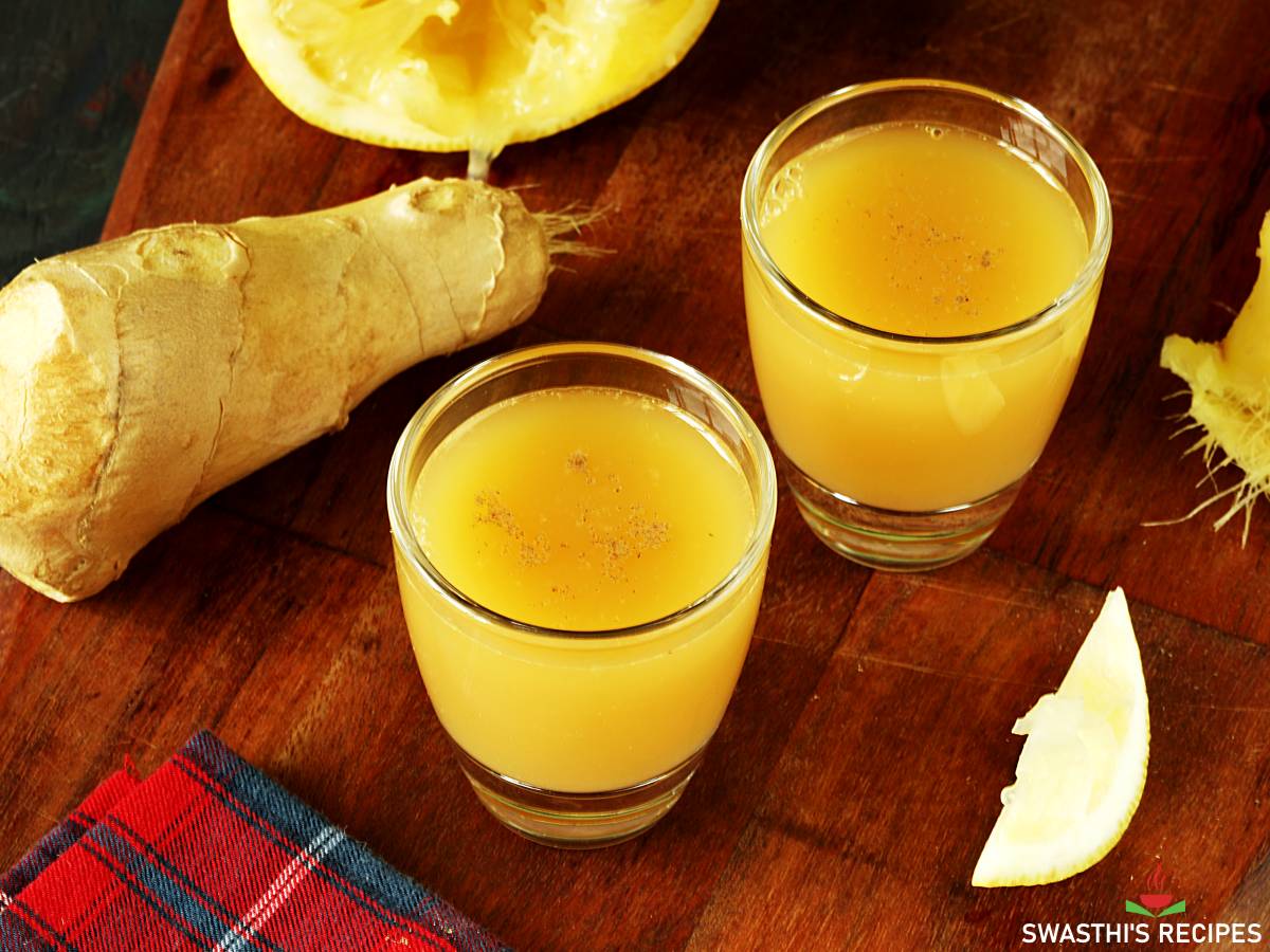 Ginger Shots Recipe Swasthi Amp 39 S Recipes Recipe Ginger Shot Recipe Healthy Drinks Ginger