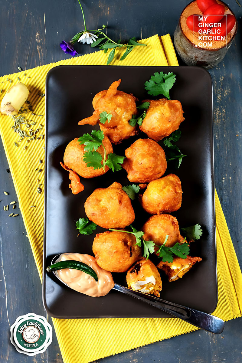 Gobi Pakora Recipe Crispy Cauliflower Pakoda My Ginger Garlic Kitchen