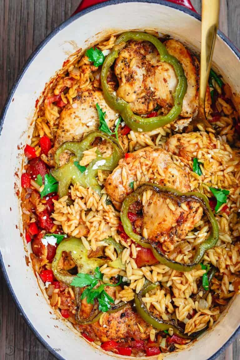 Greek Baked Chicken Orzo Recipe The Mediterranean Dish