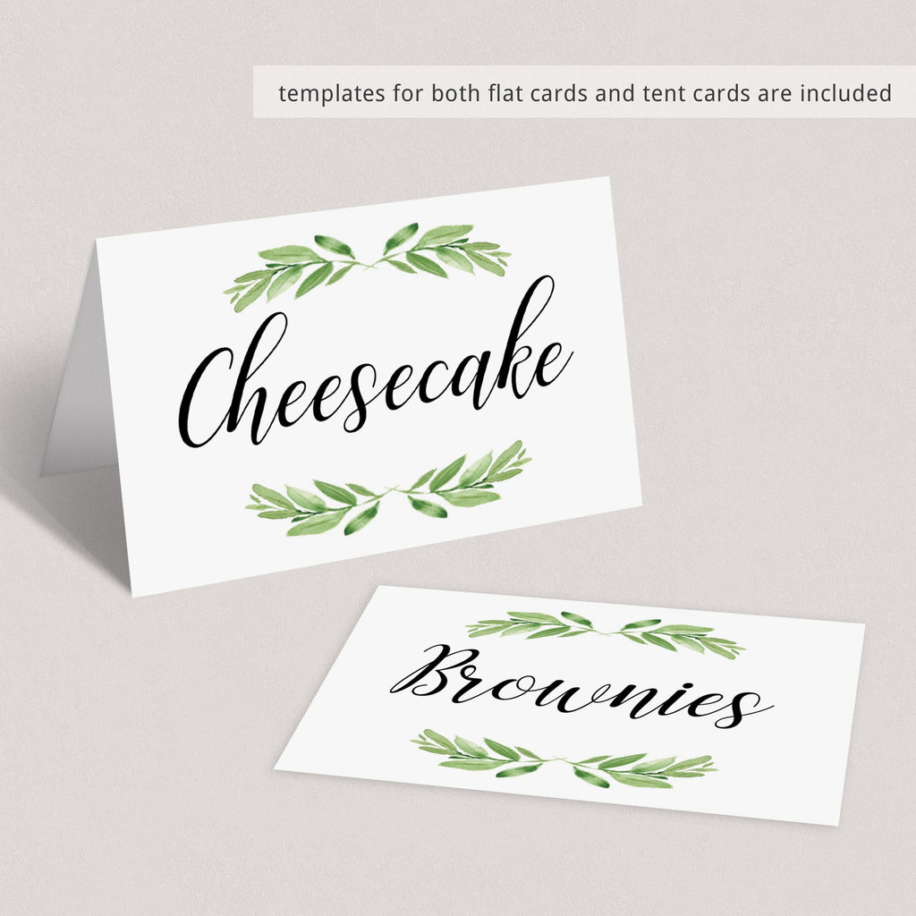 Greenery Food Labels Printable Diy Food Cards Instant Download Food Labels Printable Food