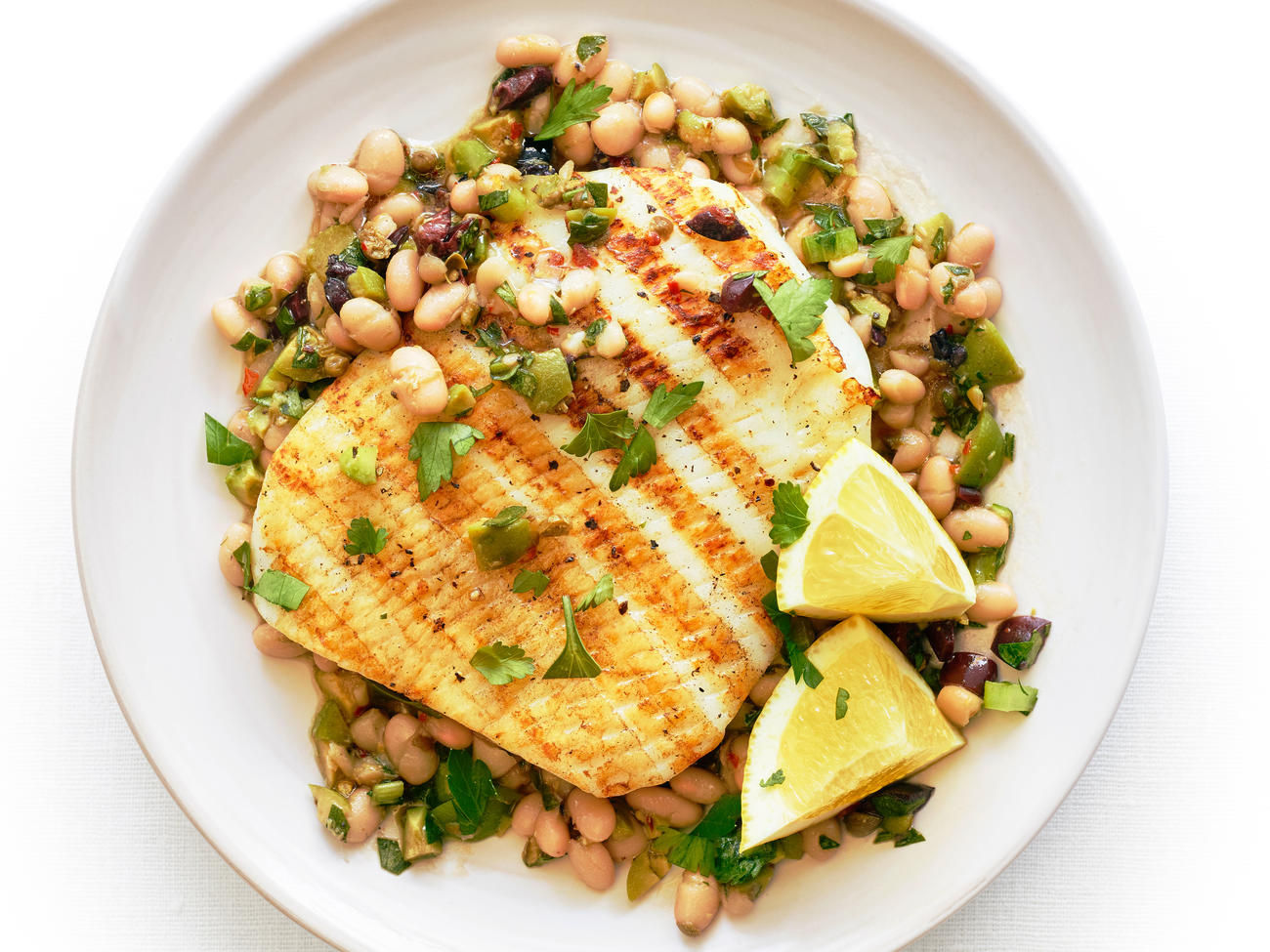 Grilled Calamari Steaks With Olive And Bean Salad Recipe Sunset Magazine