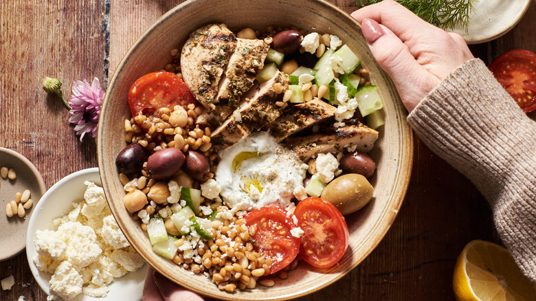 Grilled Greek Chicken Grain Bowl Recipe