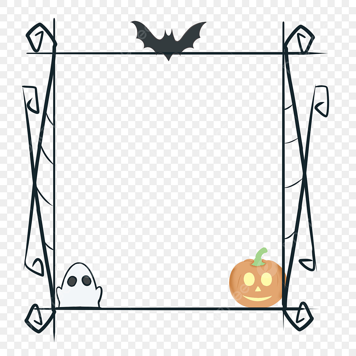 Halloween Border Digital Images Pumpkin And Bat Border Stock Illustration Illustration Of