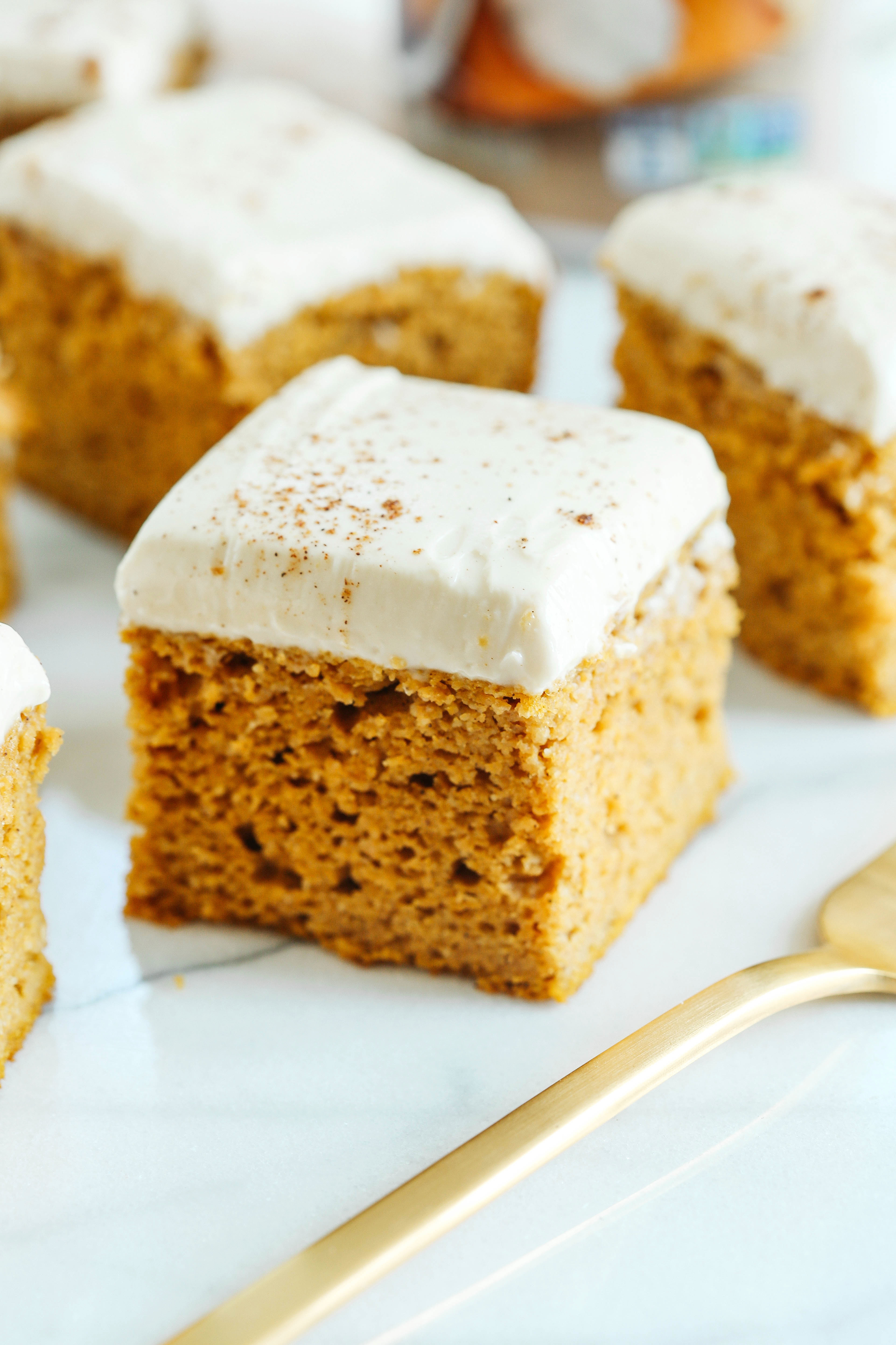 Healthier Pumpkin Bars With Cream Cheese Frosting Eat Yourself Skinny