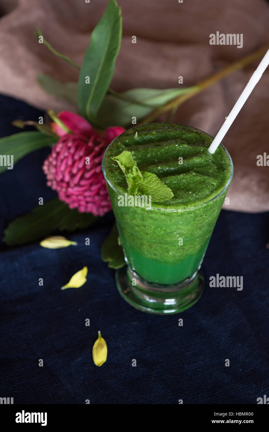 Healthy Organic Green Smoothie Stock Photo Alamy