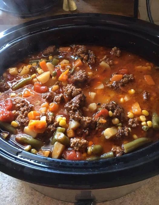 Hearty Crock Pot Cowboy Soup Crockpot Recipes Beef Stew Crockpot