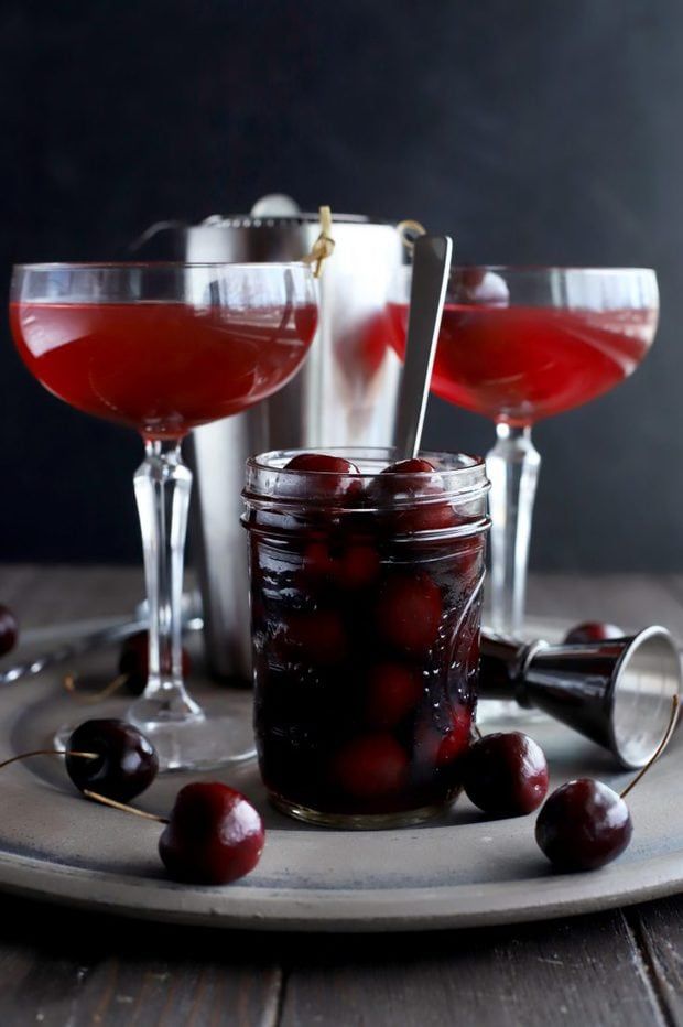 Homemade Brandy Cherries With Spiced Rum Cake N Knife