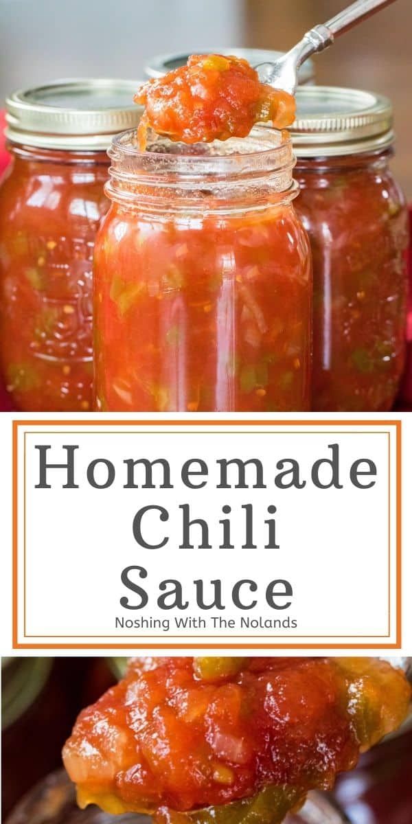 Homemade Chili Sauce Is In A Jar With A Spoon Full Of It And The Title