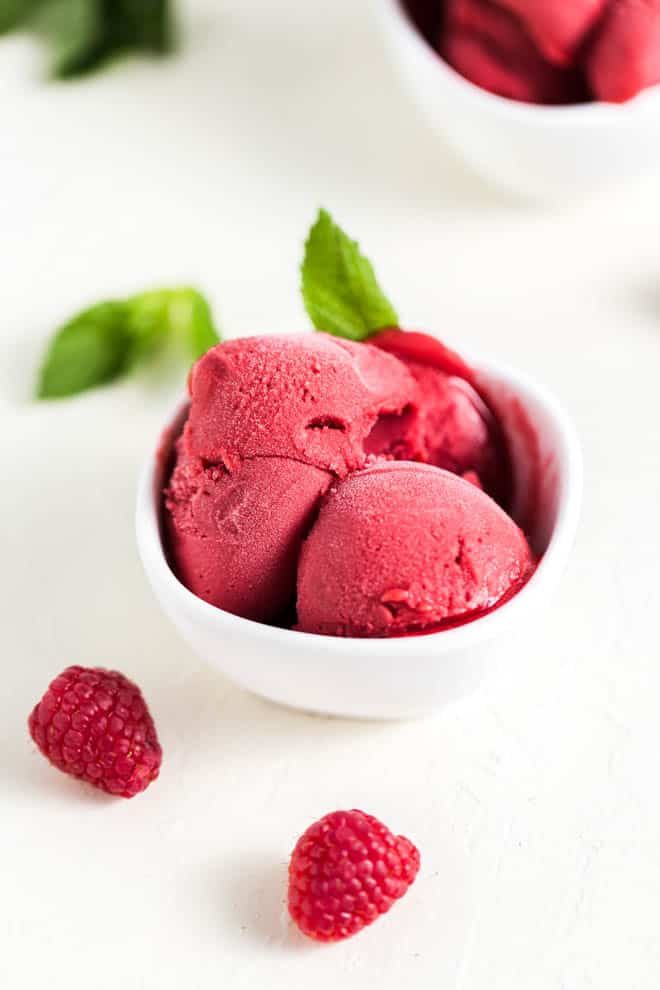 Homemade Raspberry Mint Sorbet Is The Perfect Refreshing Treat Made With Only 5 Ingredients