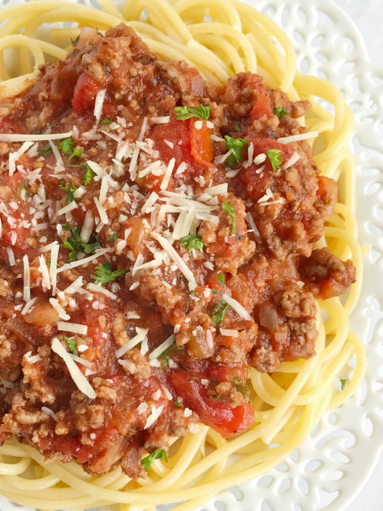 Homemade Spaghetti Meat Sauce Together As Family