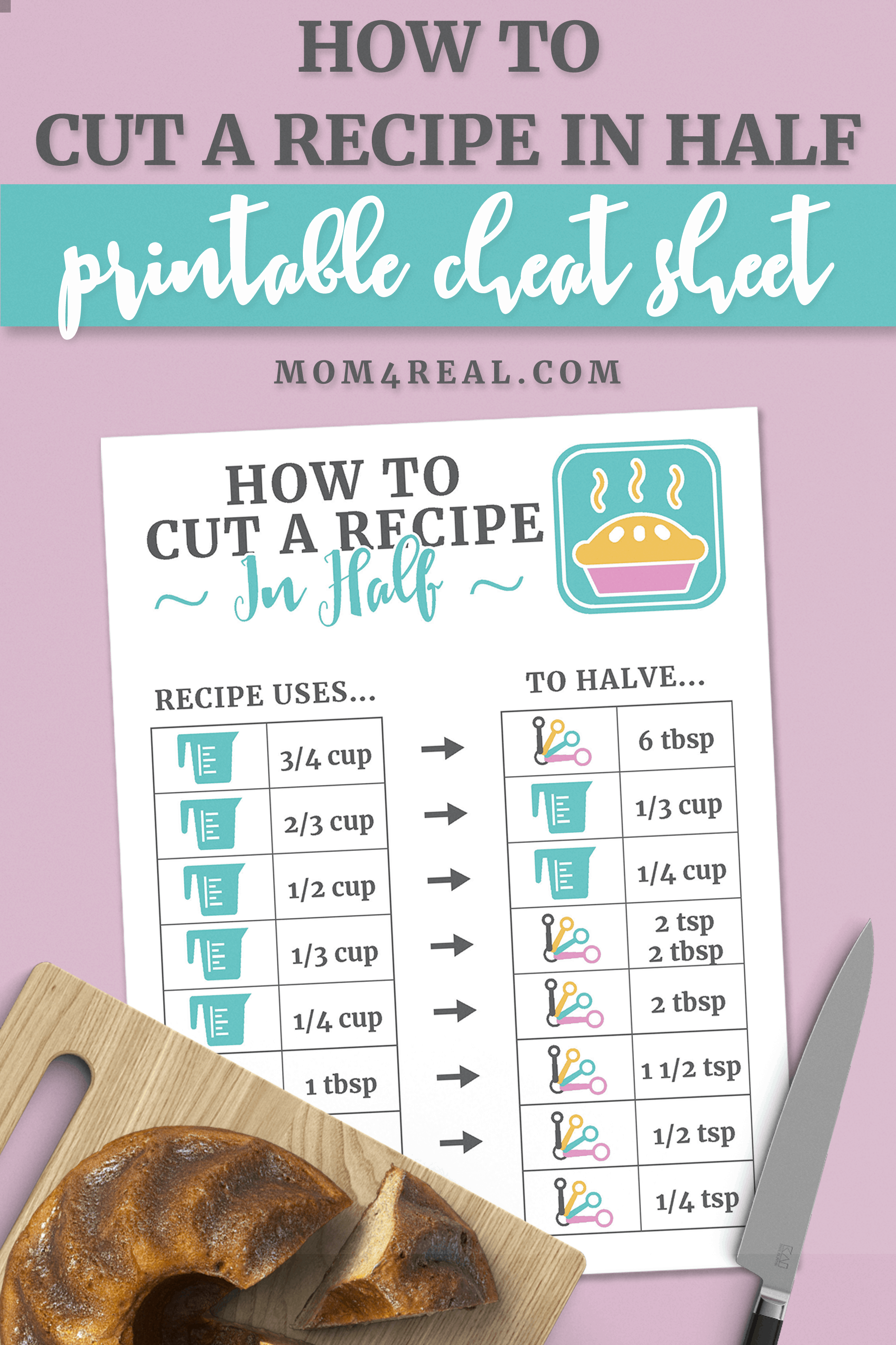 How To Double Or Cut A Recipe In Half With Free Printable The